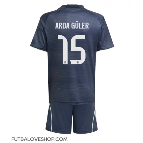 Dres Real Madrid Arda Guler #15 Preč pre deti 2025-26 Krátky Rukáv (+ trenírky)